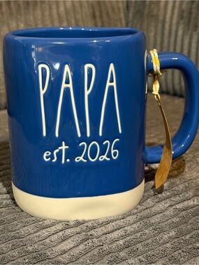Rae Dunn ‘PAPA est. 2026’ Blue Ceramic Mug